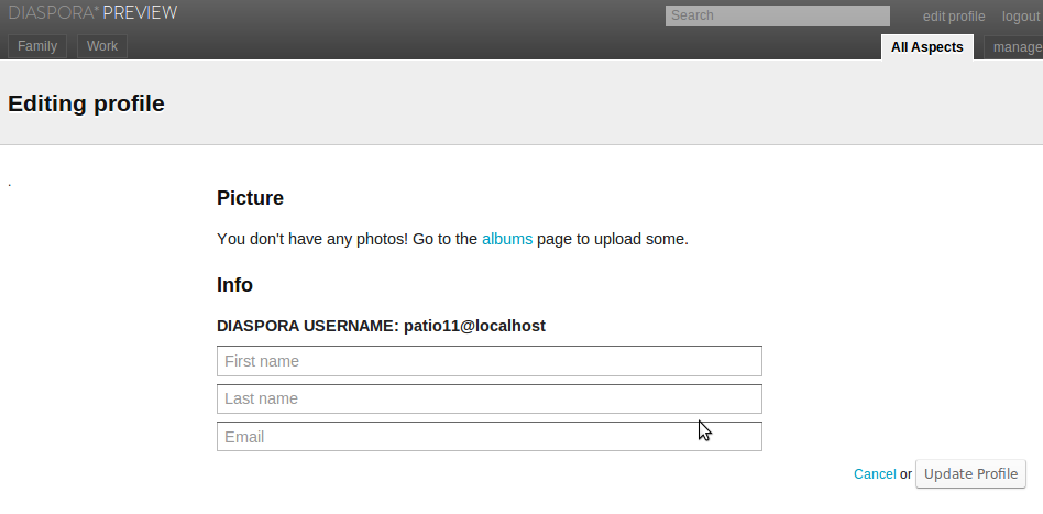 Diaspora Profile Update Page